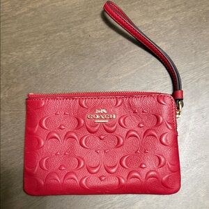 Coach Embossed Red Wristlet
